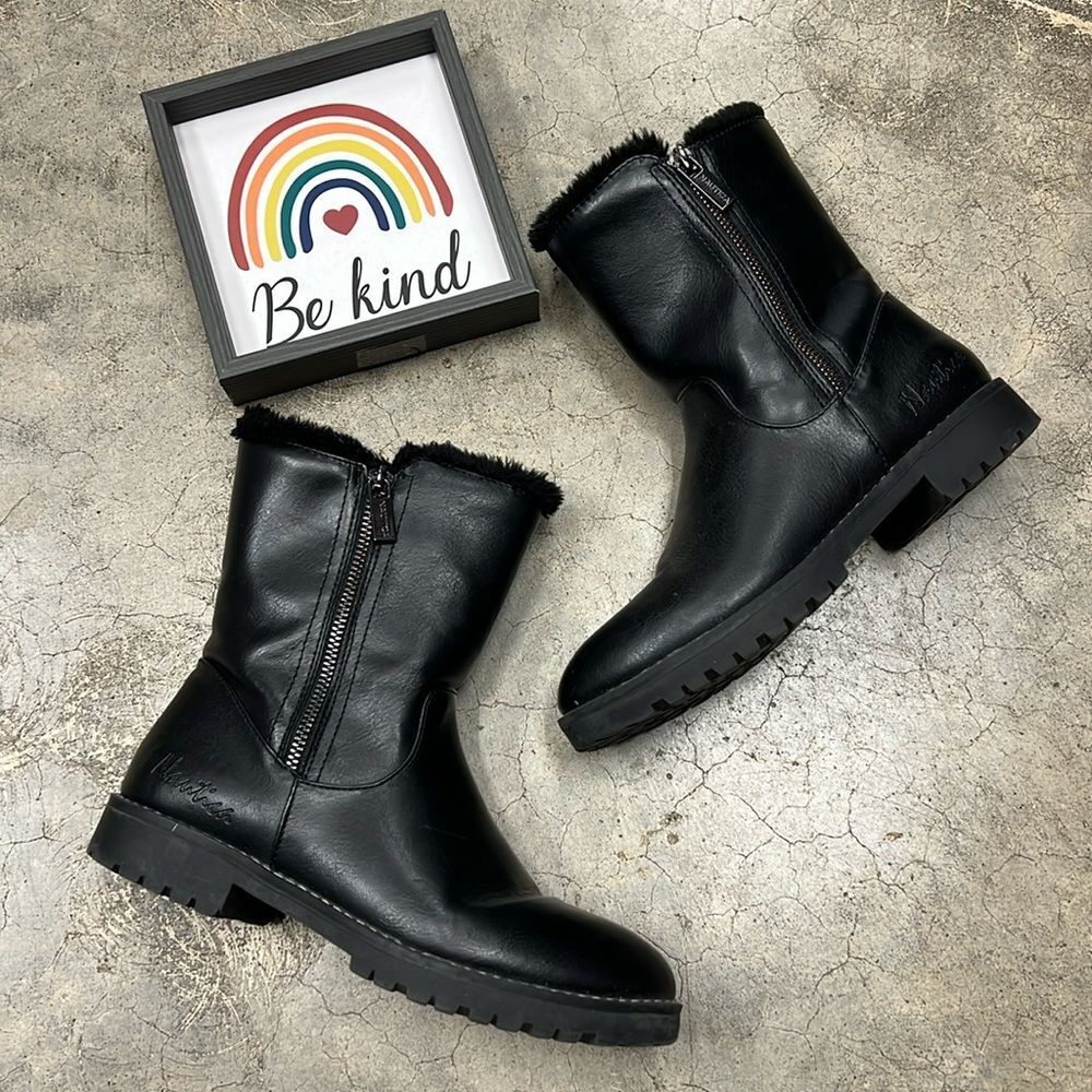 Nautica Black Leather Ankle Boots